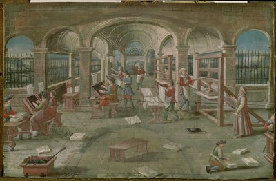 Interno di una tipografia nel XVI secolo da French School